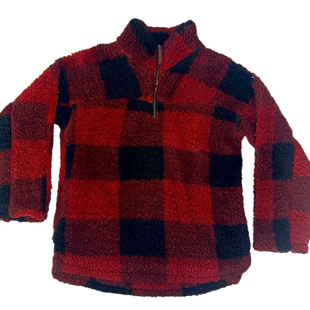 Elodie | Red & Black Pull Over Sweater 1/4 Zip | Size XS
